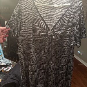 Black and White Patterned Swim coverup